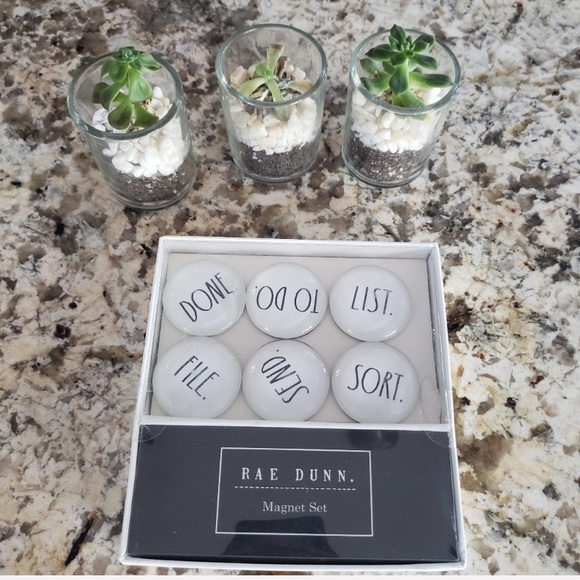 NWT Rae Dunn Set 6 glass-Dome Magnets - Picture 3 of 6